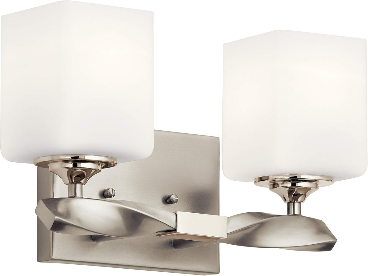 3 Light Vanity Light with Satin Etched Cased Opal Glass in Black J2473
