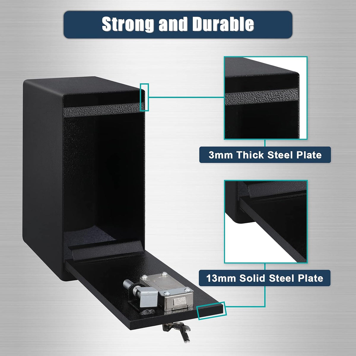 Dual Key Lock Anti-theft Drop Slot Steel Safe, Matte Black J608
