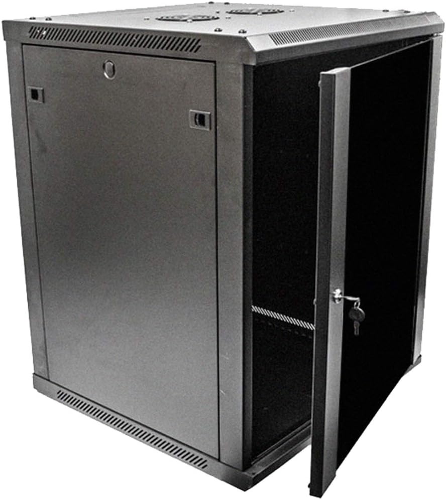 15U 19-Inch Server Network Rack with Locking Glass Door Black F678903