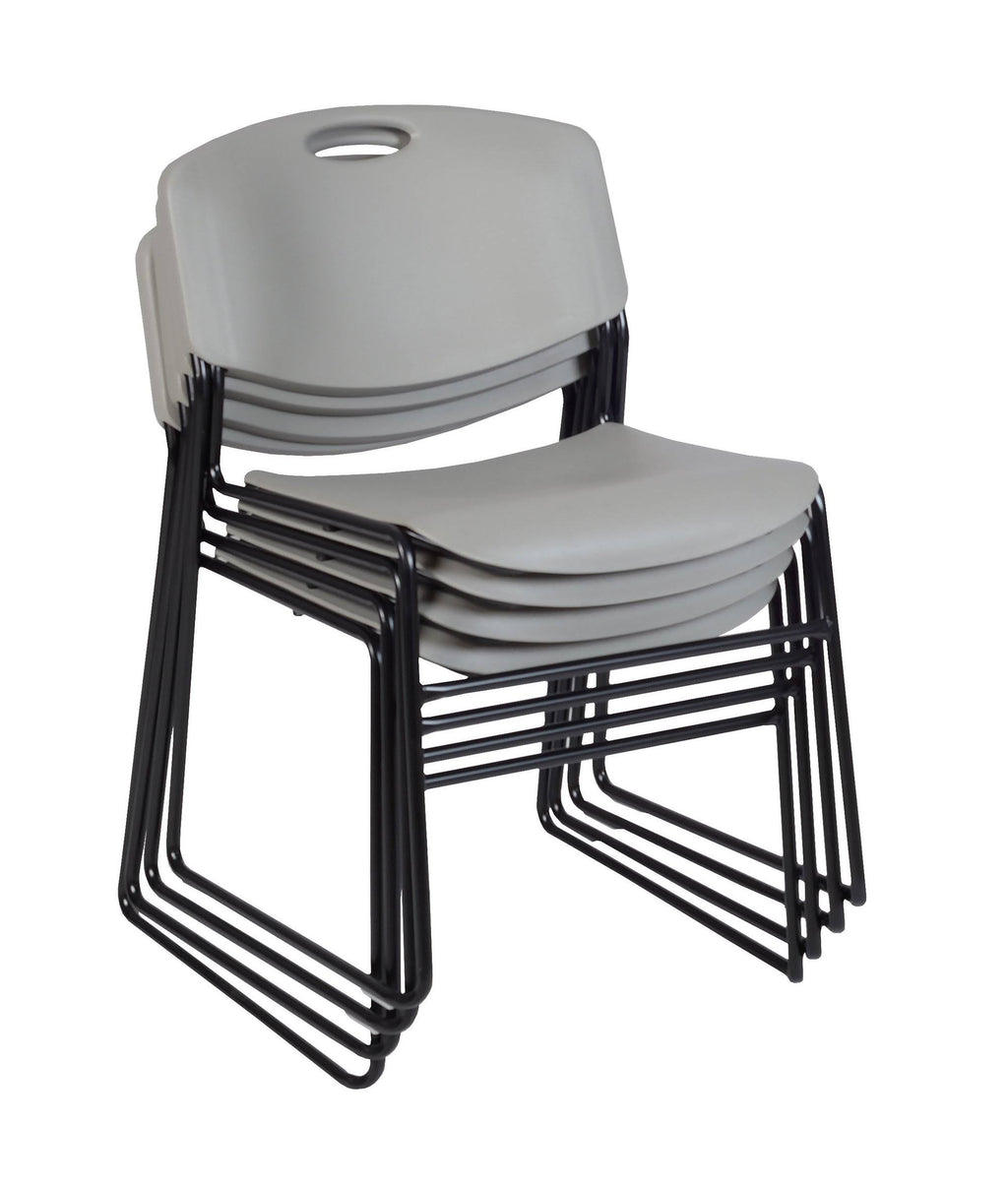 Maple Square Breakroom Table & 4 Grey Stack Chairs X914