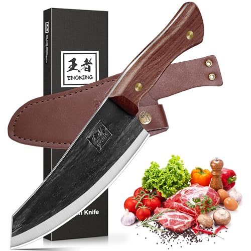 6.6 Inch High Carbon Steel Nakiri Knife with Leather Sheath B4267