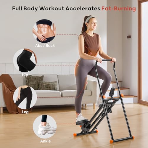 Foldable Stair Stepper Machine with Adjustable Handlebar & Pedals O472