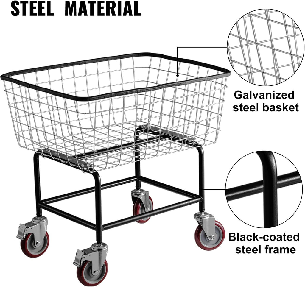 2.5 Bushel Wire Laundry Cart with Wheels Z504