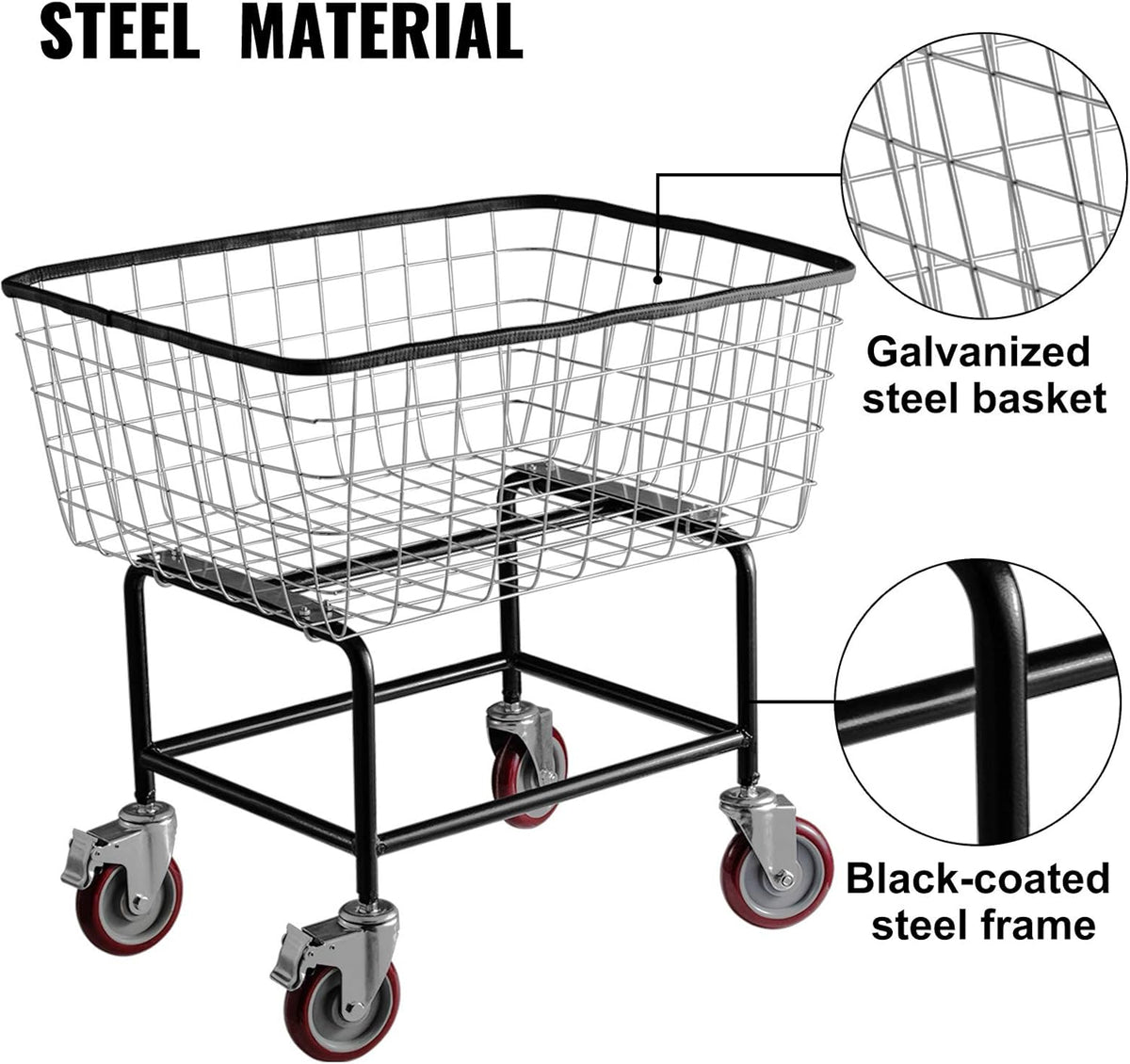 2.5 Bushel Wire Laundry Cart with Wheels Z504