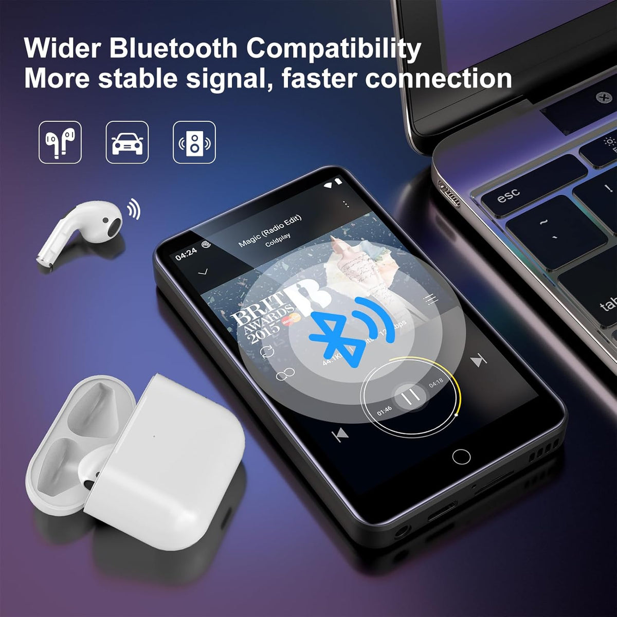 80GB MP3 Player with Bluetooth and WiFi, 4.0" Full Touchscreen Q6909