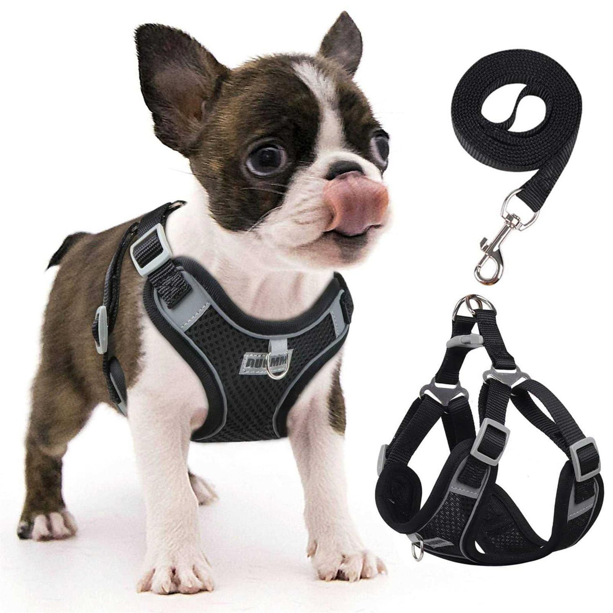 Adjustable Reflective Dog Harness with 2 Leash Clips H8385