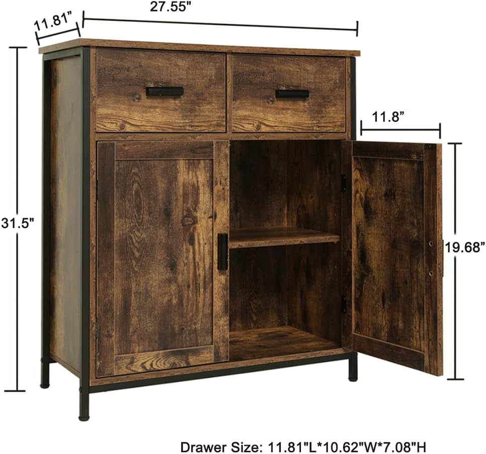 Industrial Storage Cabinet with 2 Drawers and Doors K560