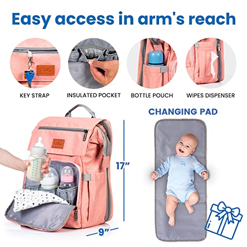 Gray Baby Diaper Bag Backpack with Changing Pad W61079