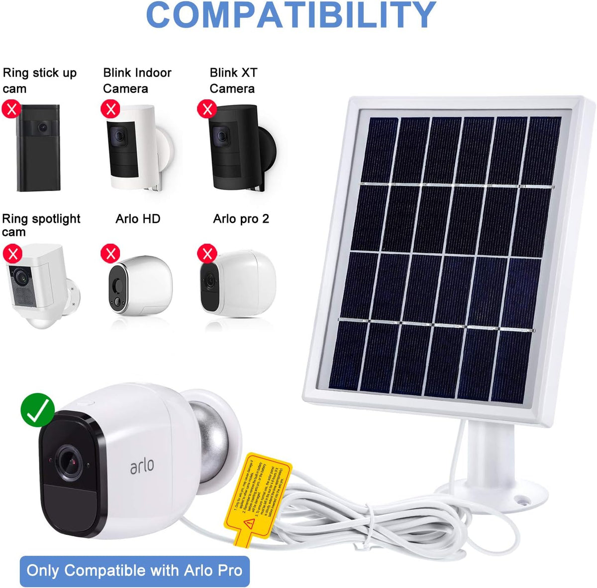 Solar Panel with Adjustable Mount Bracket, 12 Feet Cable (2 Pack) Q9958
