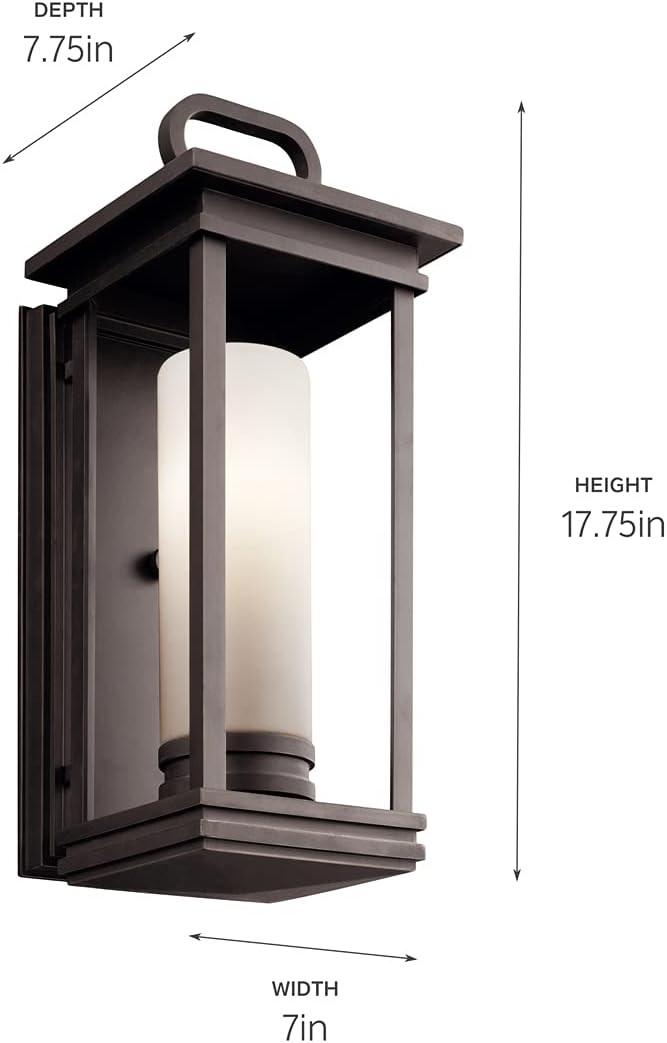 1 Light Outdoor Wall Light with Satin Etched Opal Glass in Rubbed Bronze X411158