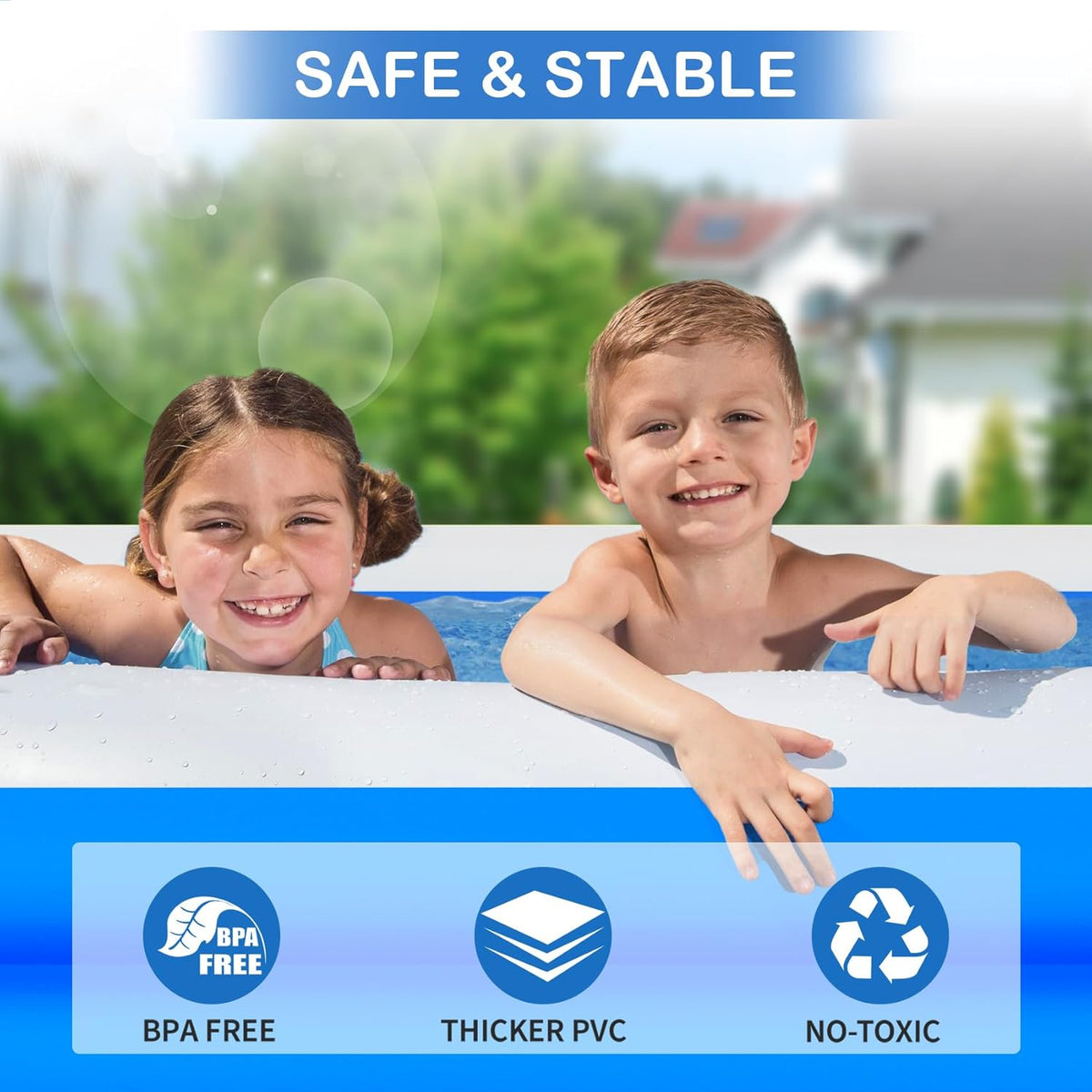 145" X 74" X 22" Inflatable Swimming Pool V7883
