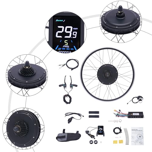 48V 1000W 700C 28"/29" Front/Rear Wheel Electric Bicycle Hub Kit with LCD Display & PAS K525