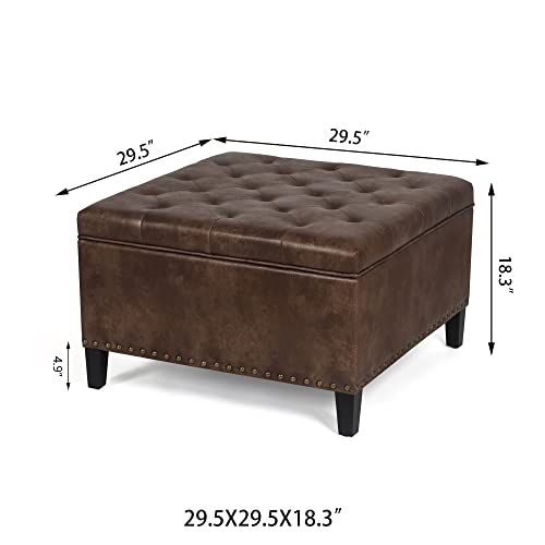 Dark Gray Fabric Storage Ottoman N505530