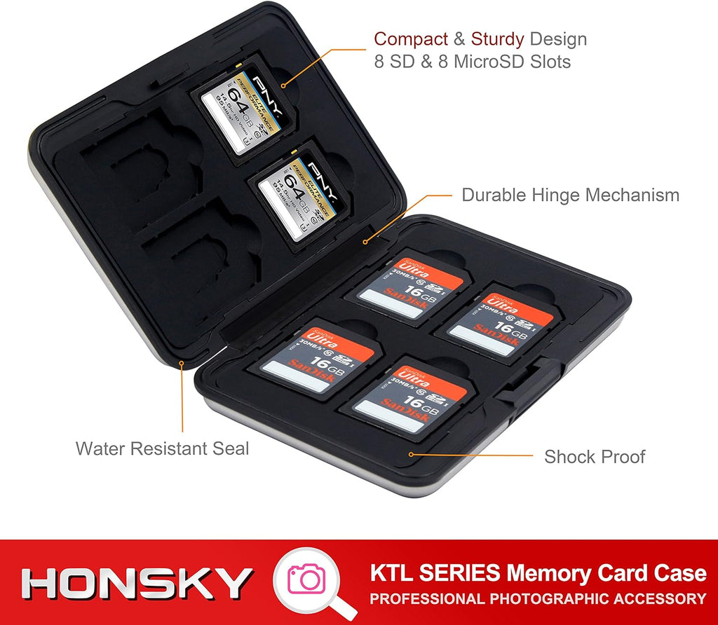 Aluminum Water Resistant Memory Card Carrying Case Organizer D5822