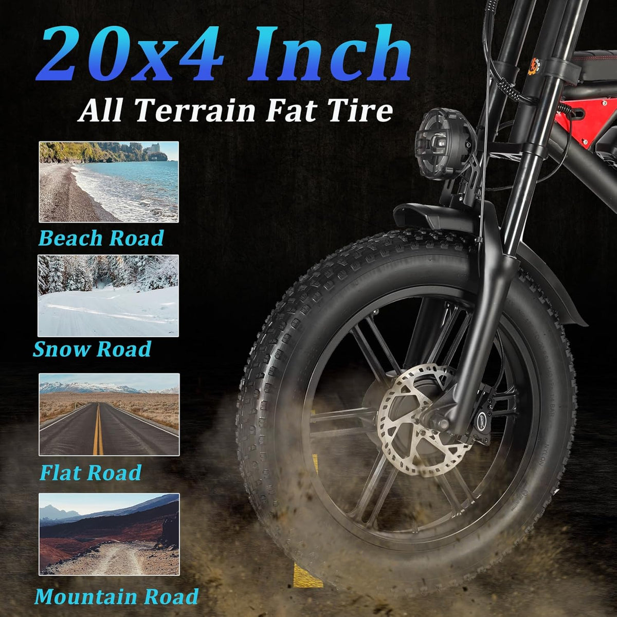Fat Tire Electric Bike 2000W Dual Motor 20inch 48v 22.4ah F57936