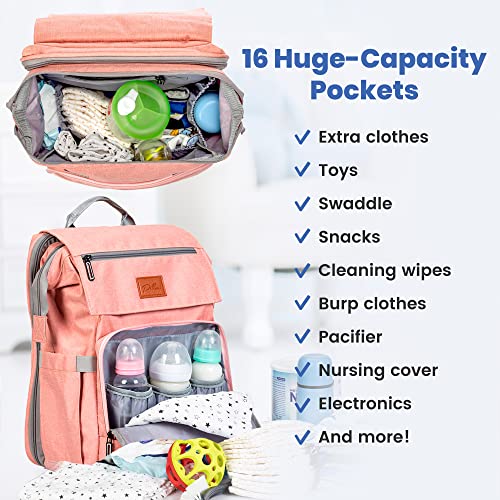 Gray Baby Diaper Bag Backpack with Changing Pad W61079