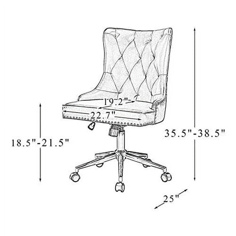 Camel PU Leather Armless Ergonomic Swivel Task Chair with 5 Rolling Casters U18866