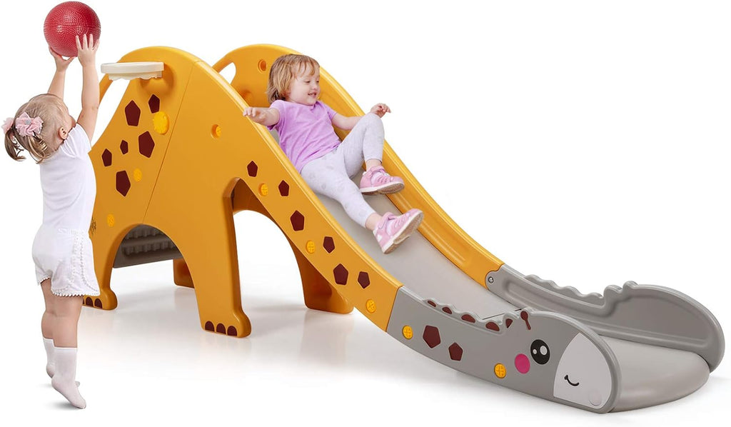 4 in 1 Folding Toddler Slide with Basketball Hoop U972850