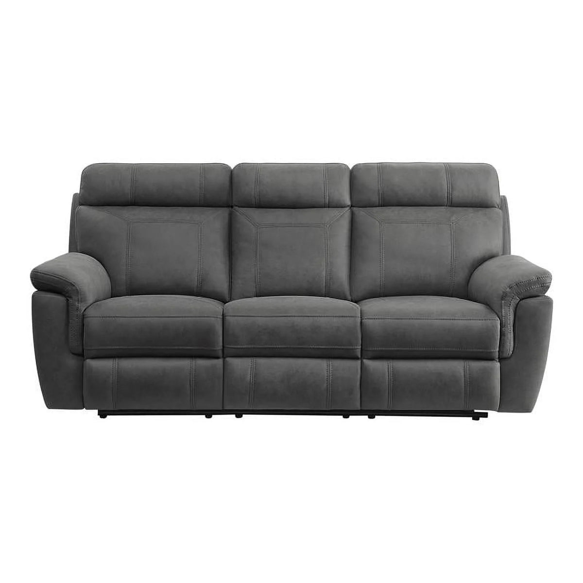 Microfiber Double Reclining Sofa with Cup Holders in Gray W808