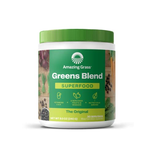 Super Greens Powder Smoothie Mix with Organic Spirulina, Chlorella, Beet Root Powder, Digestive Enzymes & Probiotics, 30 Servings E134