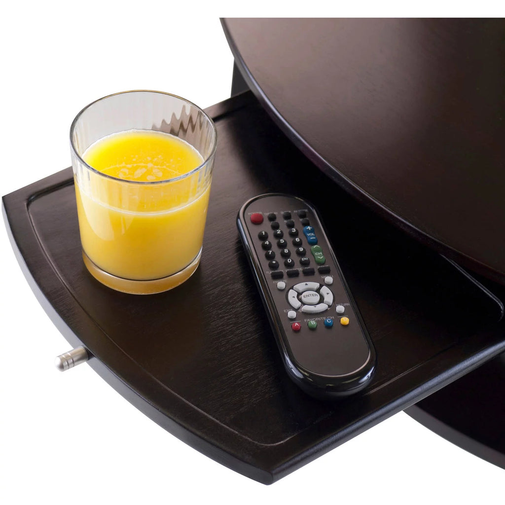 Espresso Finish Round Wood Coffee Table with Pull-Out Tray V794159