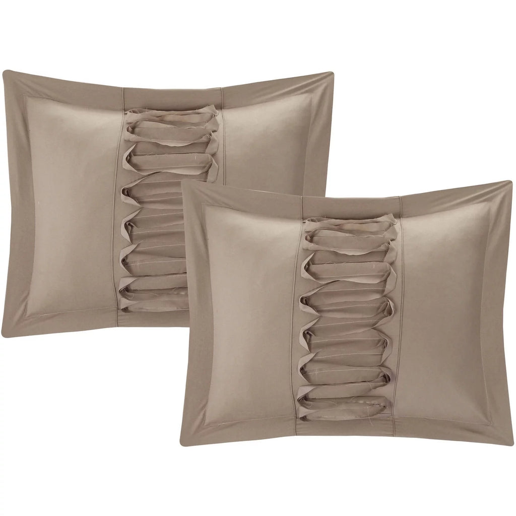 8-Piece Ruffled Comforter Set King Taupe Z326
