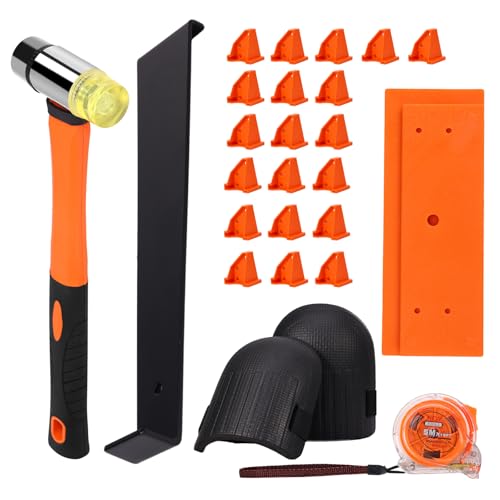 26 Pcs Wood Floor Installation Kit with Mallet, Knee Pads, Pull Bar, Tapping Block, Tape Measure and Spacers F782