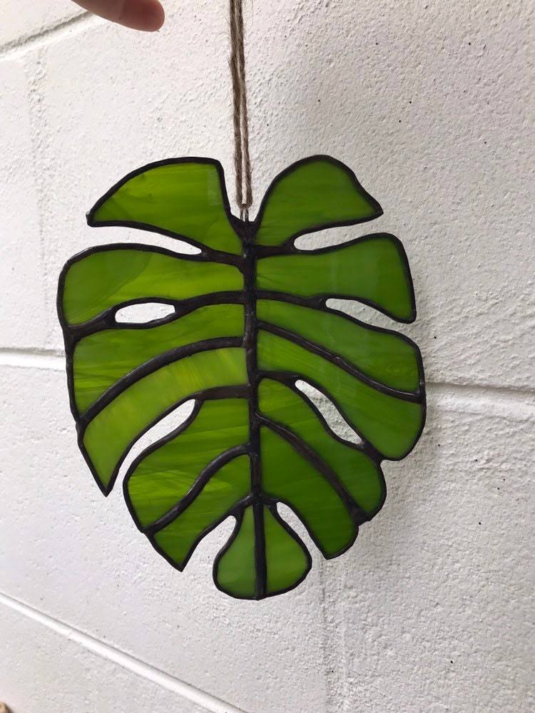 Stained Glass Monstera Leaf F8601