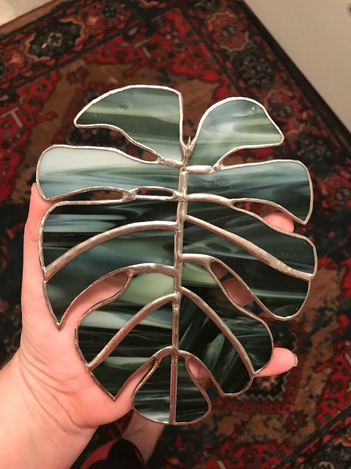 Stained Glass Monstera Leaf F8601