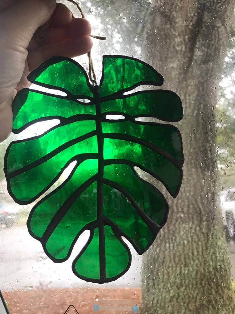 Stained Glass Monstera Leaf F8601