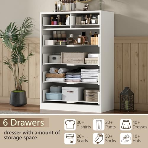 White 6 Drawer Wood Dresser S960168
