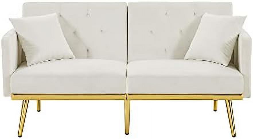 Velvet Futon Sofa Bed with Adjustable Armrests and Backrests R854283