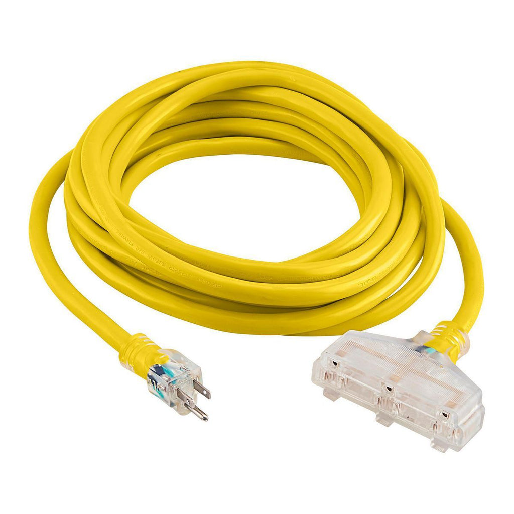 Yellow 25 ft. 10/3 Gauge Triple-Tap Extension Cord N323864