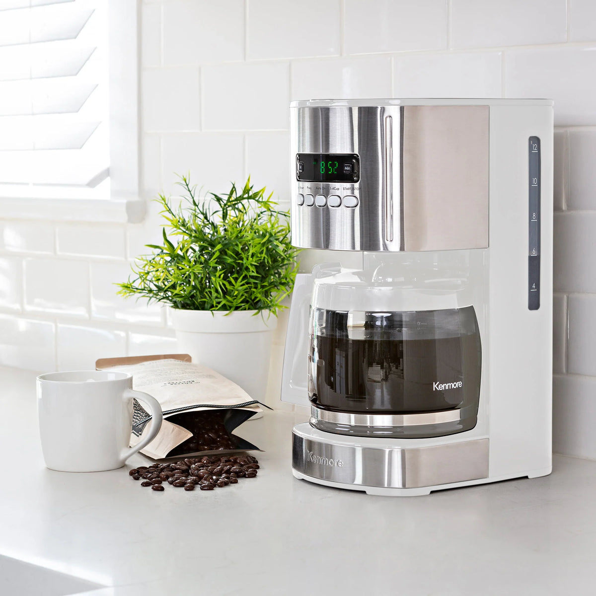 White 12-Cup Programmable Drip Coffee Maker H7747