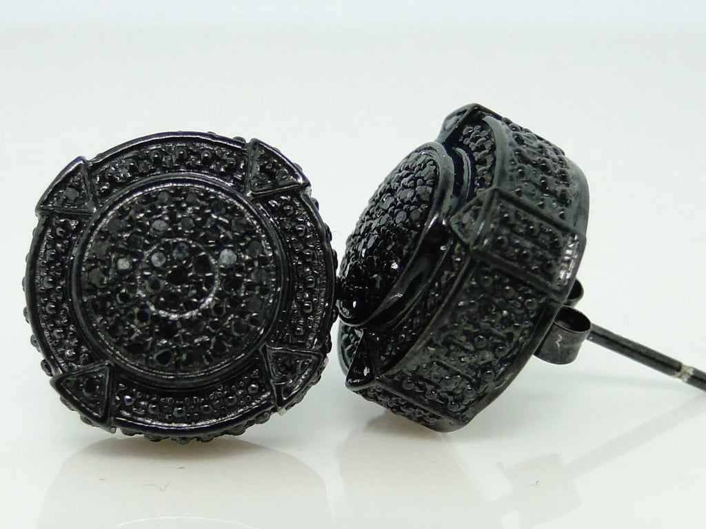 Black 3D Pave Diamond Earrings Y92322
