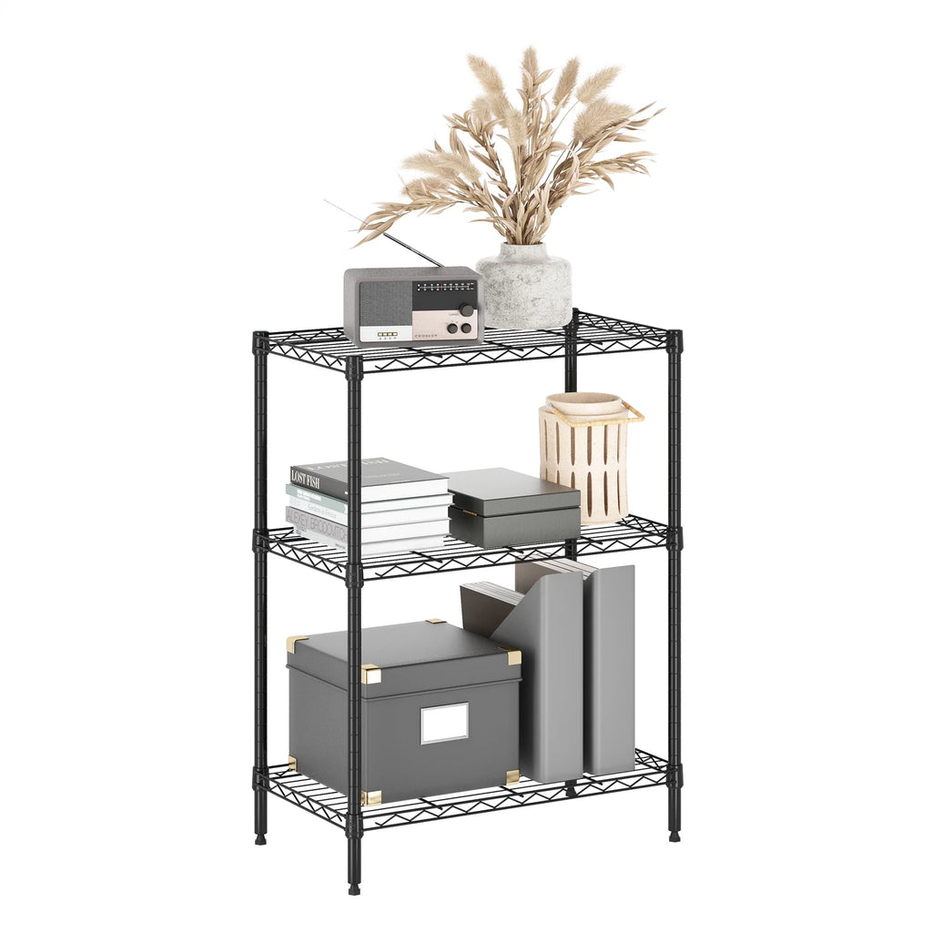 Black 3-Tier Metal Storage Shelf Rack V174