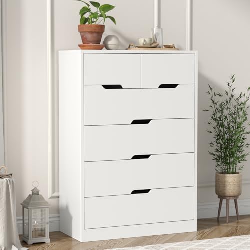 White 6 Drawer Wood Dresser S960168