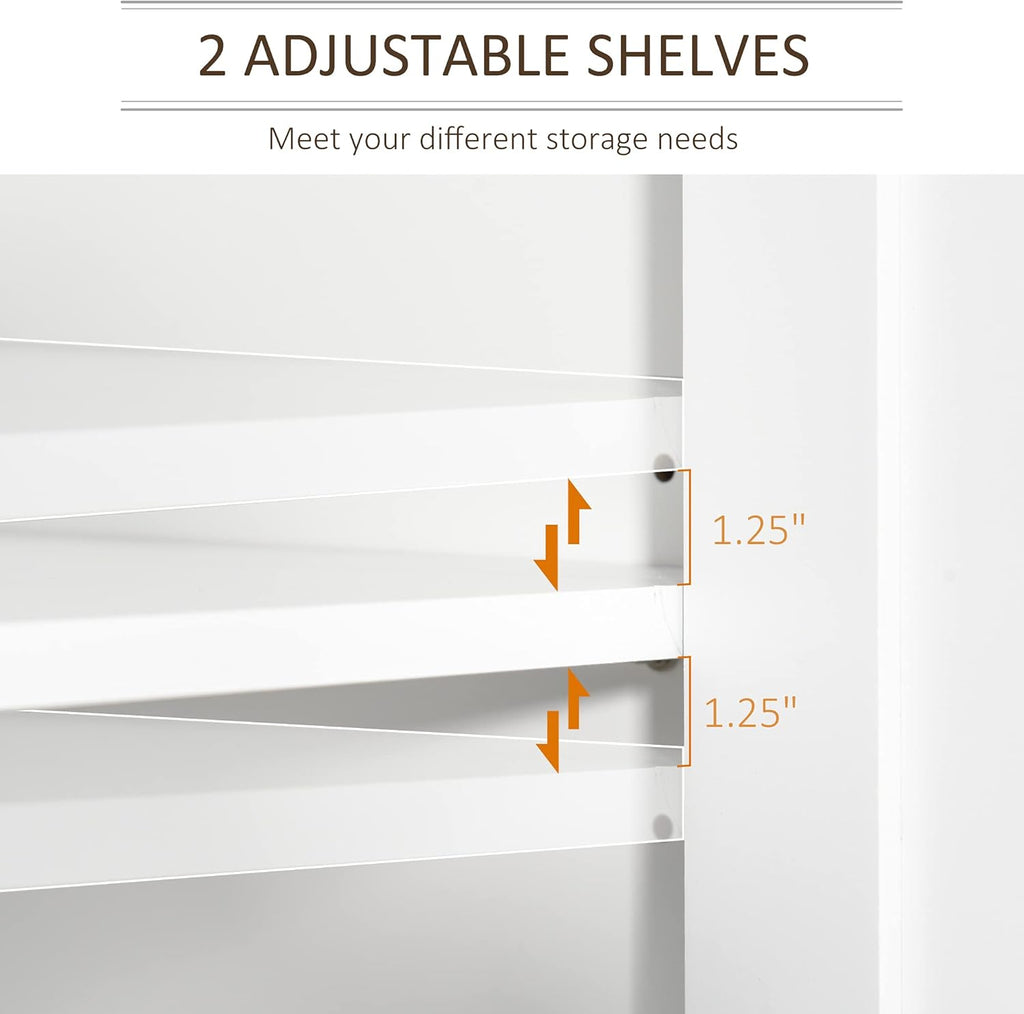 White Freestanding Bathroom Storage Cabinet with 2 Cupboards K5961