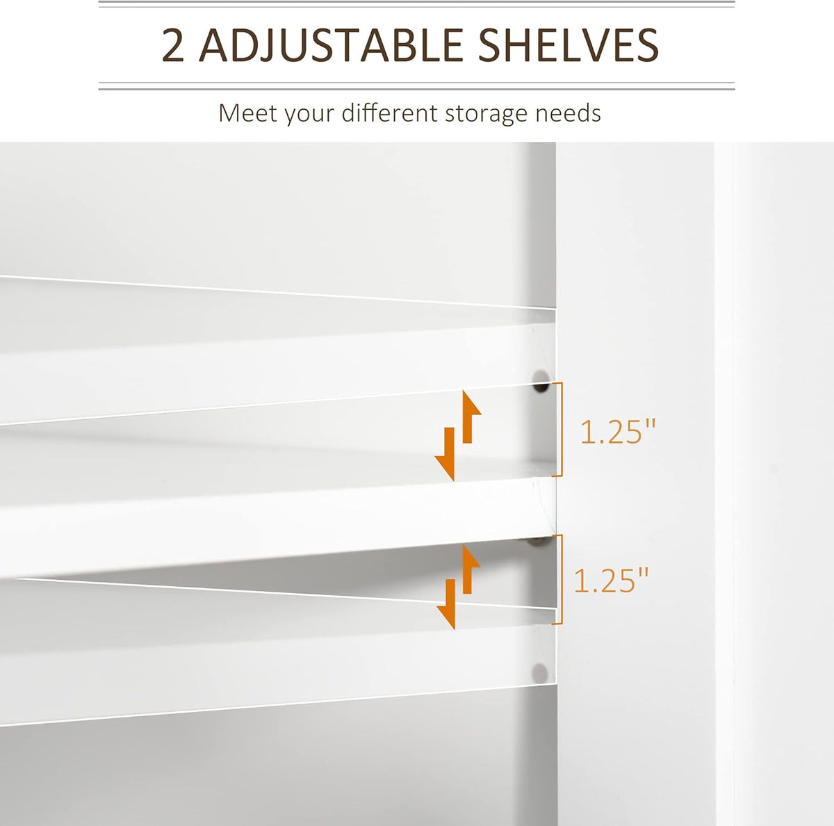 White Freestanding Bathroom Storage Cabinet with 2 Cupboards K5961