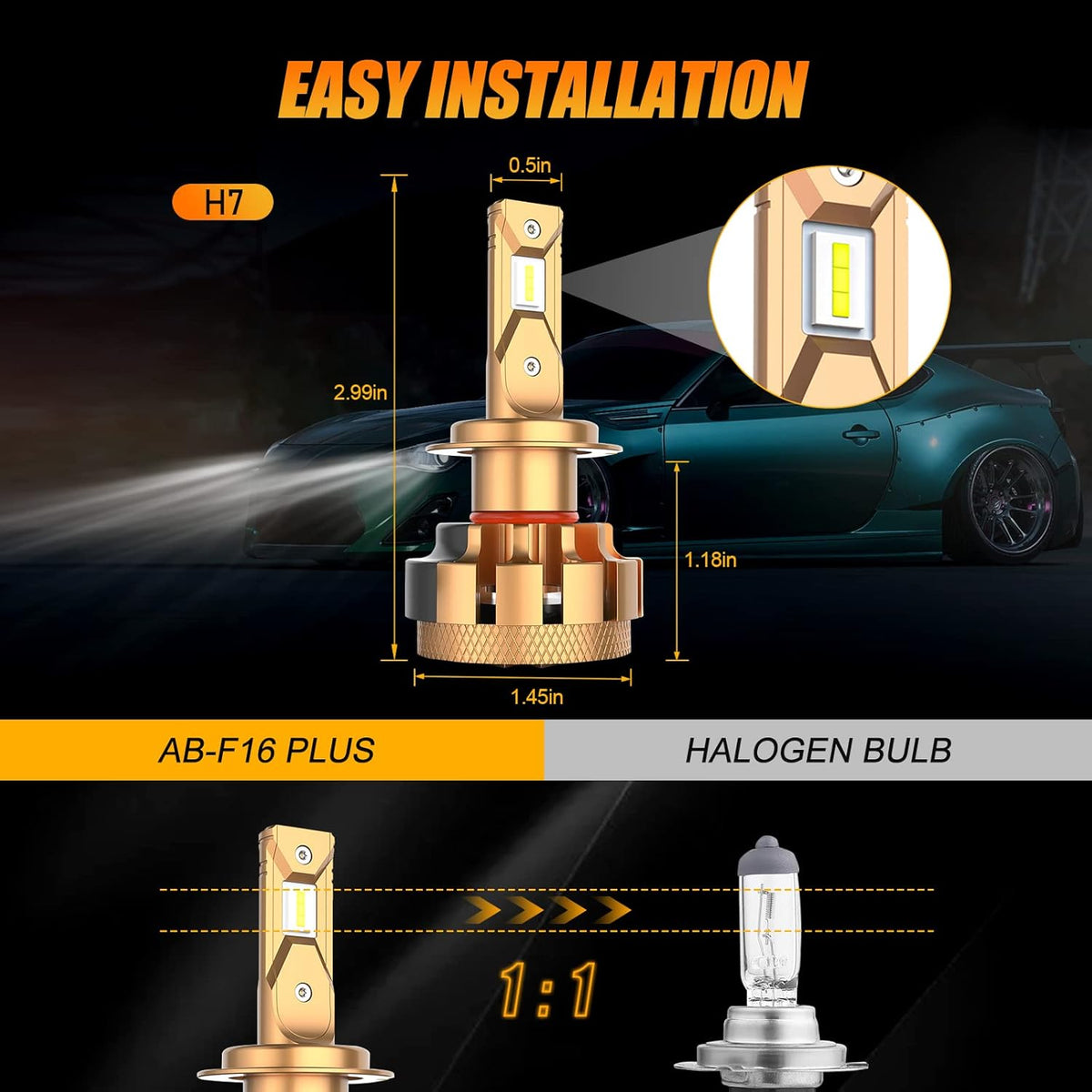 H7 LED Bulbs 7000lm 6000K Cool White Pack of 2 M84224