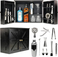 Rustic Brown Bar Cabinet with 12 Piece Bar Tool Set R83440