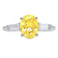 2.5ct Oval Cut Yellow Simulated Diamond 14k White Gold 3 Stone Ring Size 7 Y452