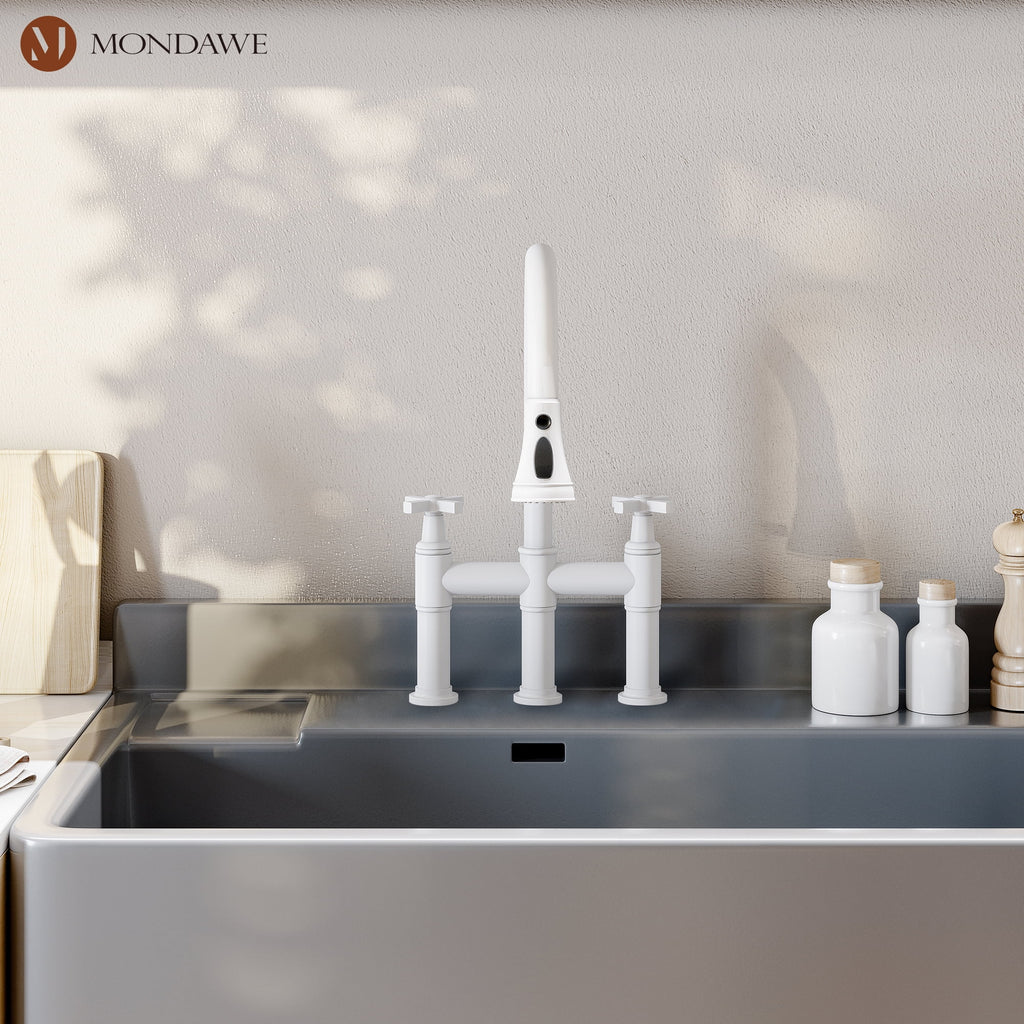 Bridge Kitchen Faucet with Pull Down Sprayer C217