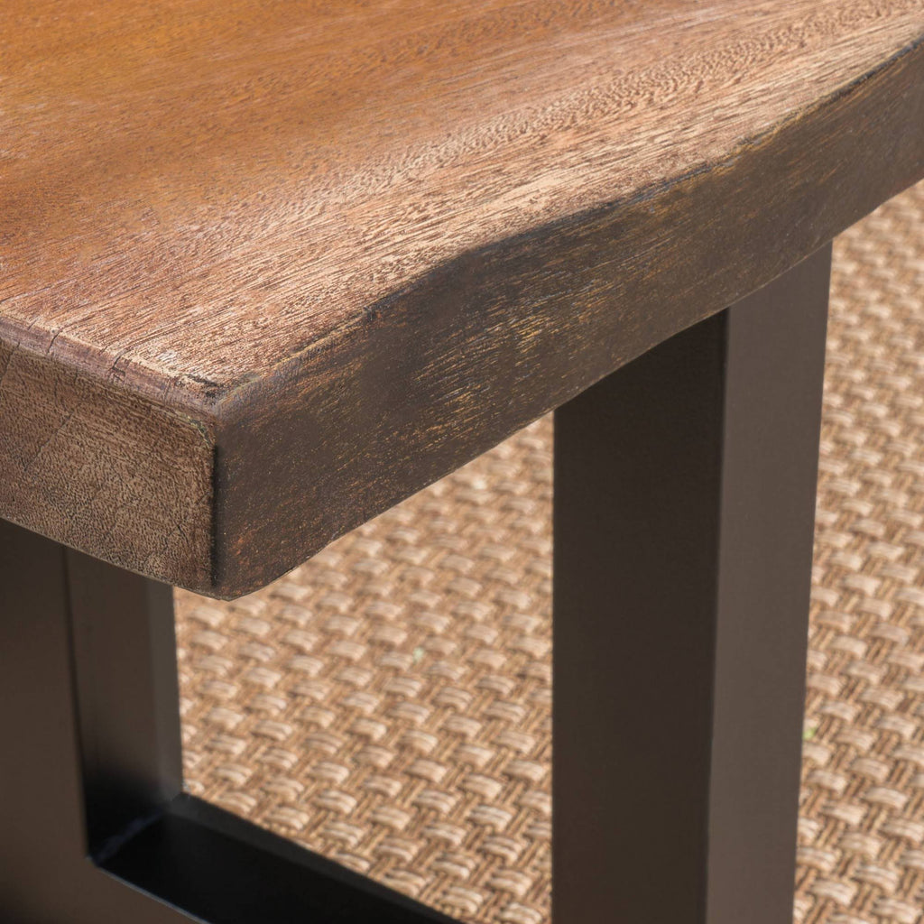 Teak Concrete Faux Live Edge Patio Dining Bench N313989