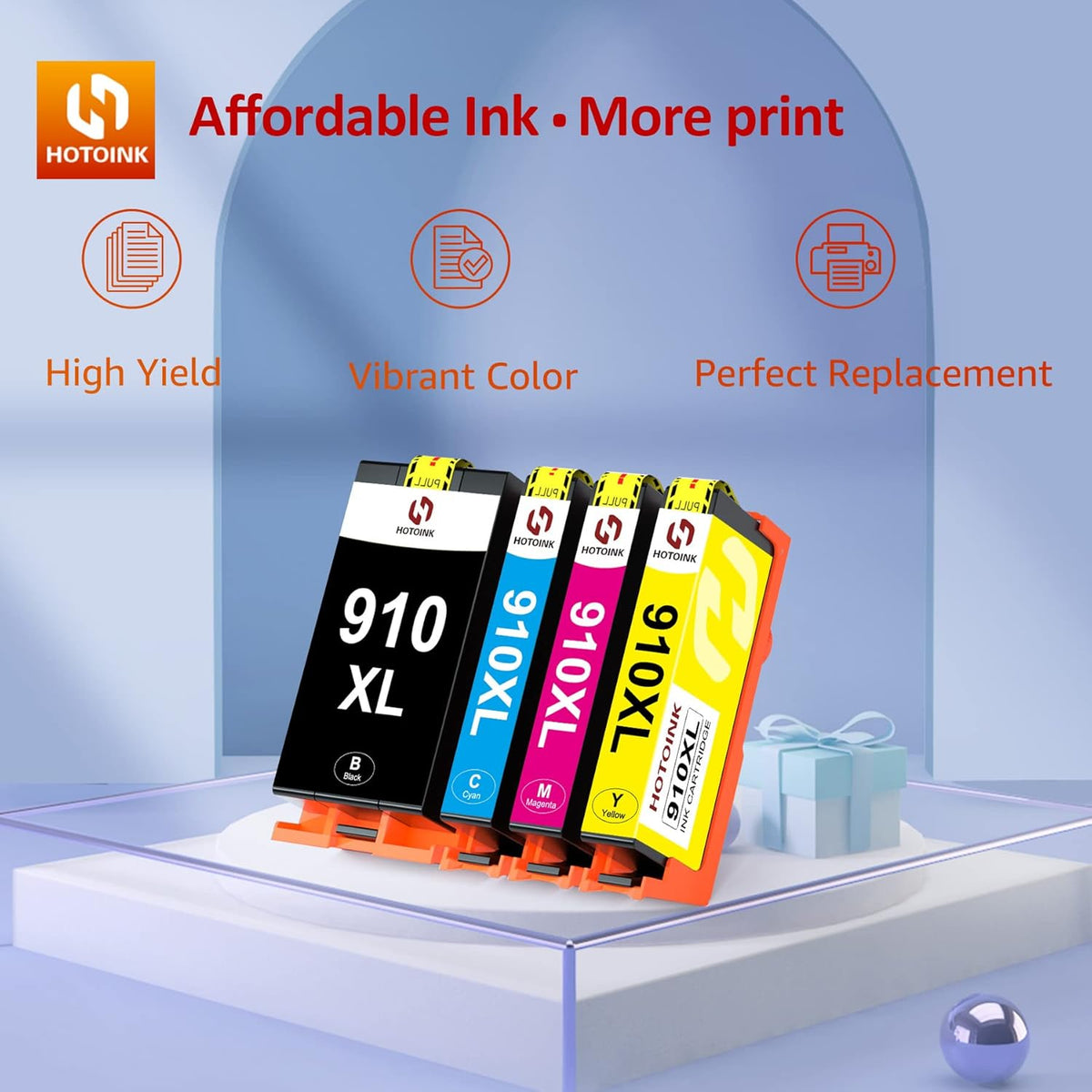 4 Pack Cyan Magenta Yellow Black Ink Cartridge Combo Pack for HP 910 XL D414