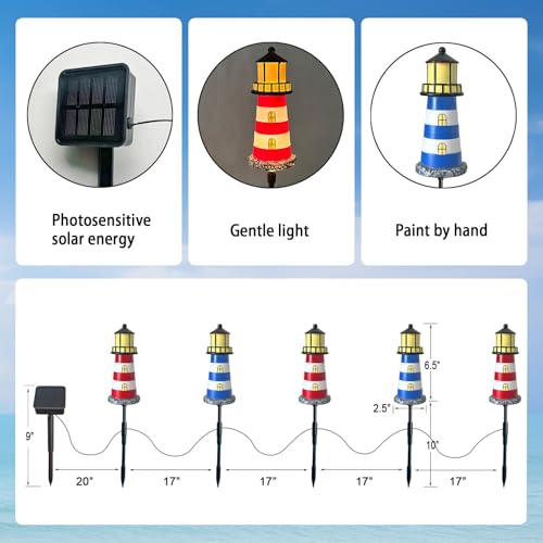 Solar Lighthouse Outdoor Garden Lights Waterproof T935451