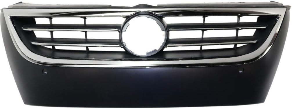 Primed Black Plastic Grille Assembly with Chrome Molding and Distance Sensor Hole Y46290