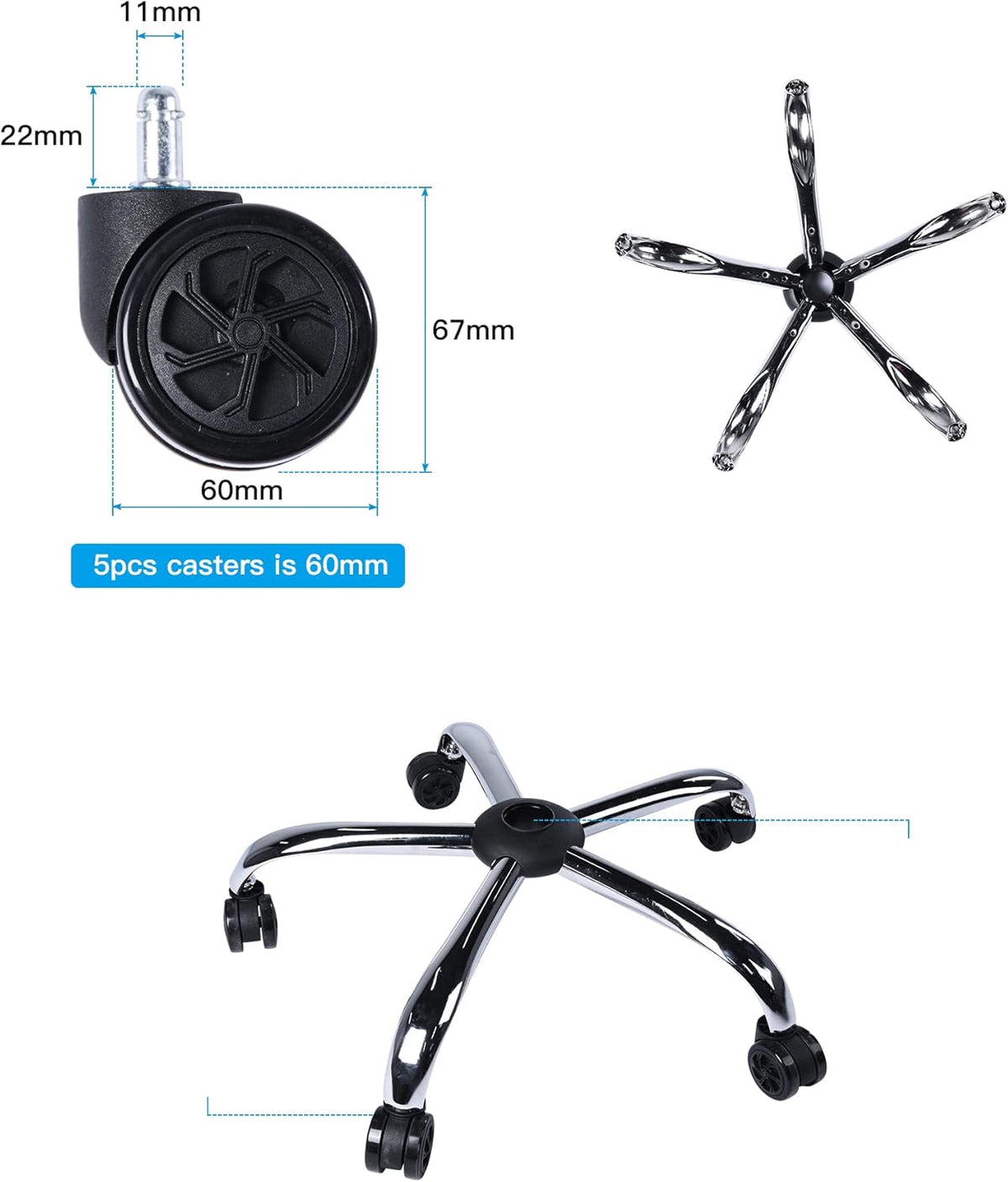 Heavy Duty Office Desk Chair Base with Casters Replacement L460765