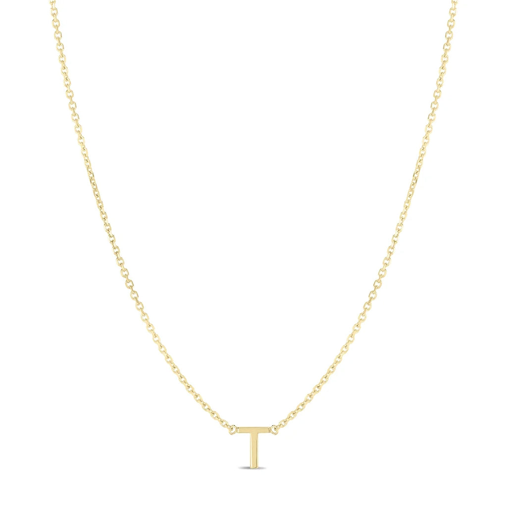 14K Solid Yellow Gold Initial Necklace Q89748