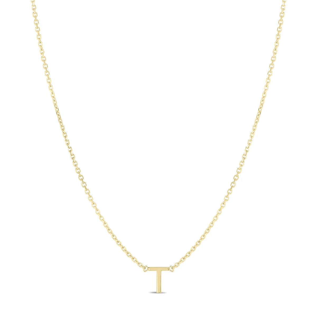 14K Solid Yellow Gold Initial Necklace Q89748